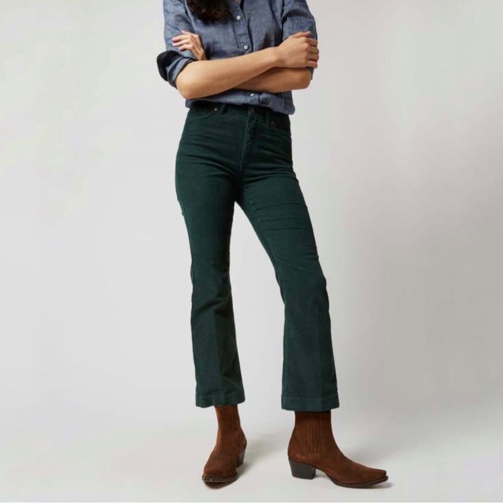 Ann Mashburn Kendall Flare 5 Pocket Corduroy Pant Hunter Green 28